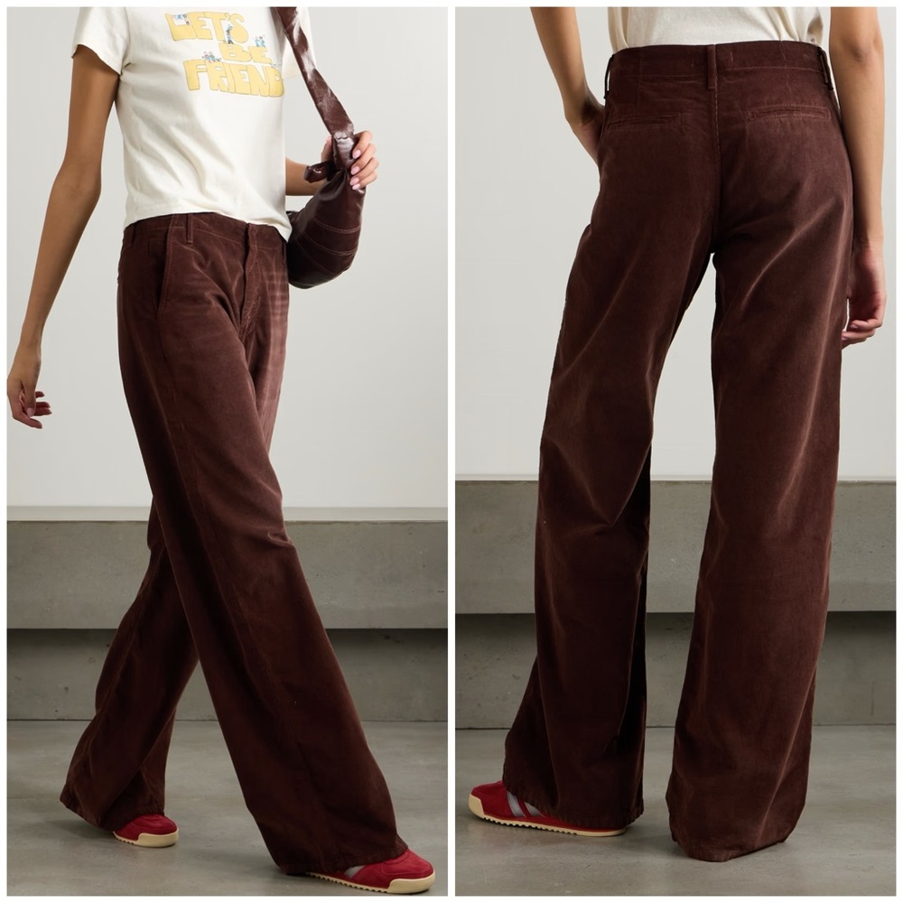 Re/Done Chocolate Brown Wide-Leg Corduroy Pants